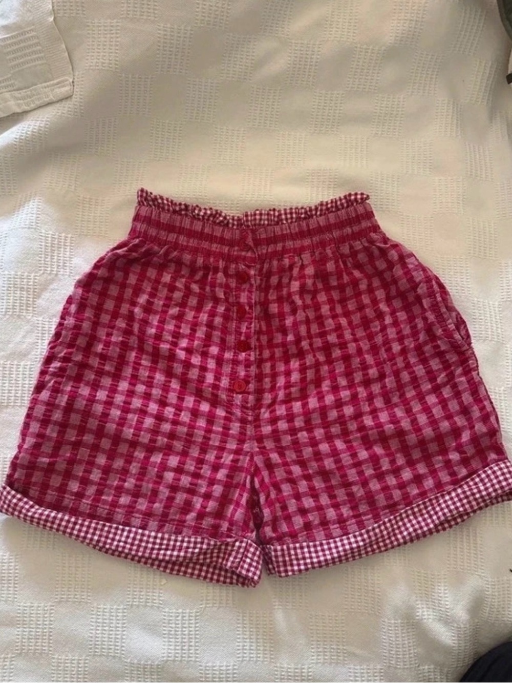 VTG 80s 90s Dashers Gingham White High Waisted M